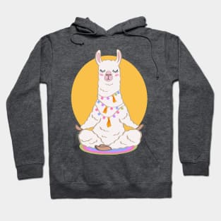 Llama Zen Vibes Llamastay Namaste Yoga Pose Hoodie